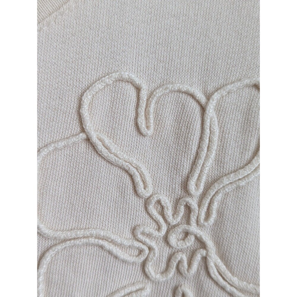 J Jill Embroidered Floral Soutache Sweatshirt 100% Cotton Pullover Cottage Top L - Picture 9 of 13